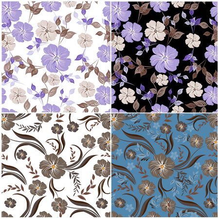 Vector abstract background seamless flowers and floral patternのイラスト素材