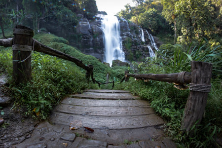 way to waterfallの写真素材