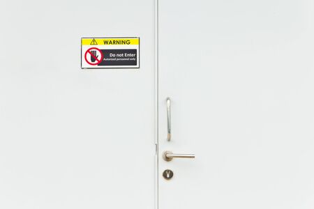 no entry warning sign on lock doorの写真素材
