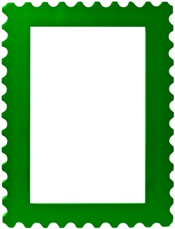 green stamp photo image frame isolated on white backgroundの写真素材