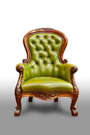 green luxury leather armchair isolatedの写真素材
