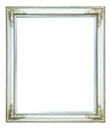 white wood photo image frame isolated on white backgroundの写真素材