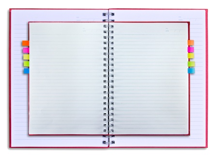 red notebook isolated on white backgroundの写真素材