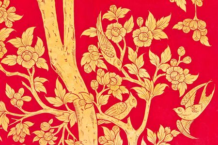 traditional thai style painting on temple doorのeditorial素材