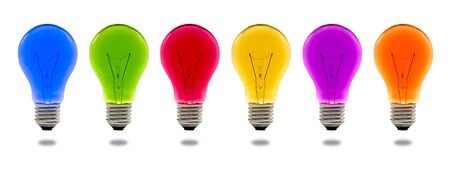 colorful light bulb isolated on white backgroundの写真素材