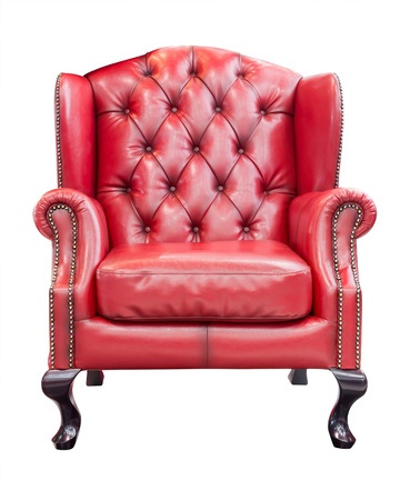 red luxury armchair isolated with clipping pathの写真素材