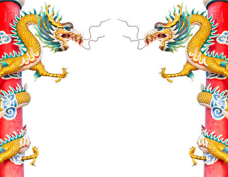 dragon statue isolated in chinese templeの写真素材