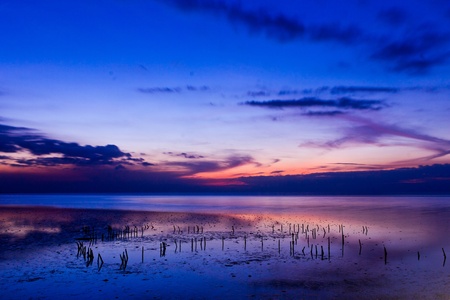 beautiful sea in twilightの写真素材