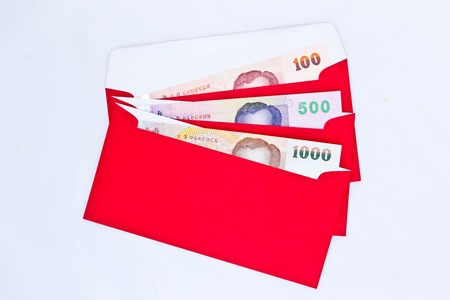 money in red envelope for give to people on chinese new yearの写真素材