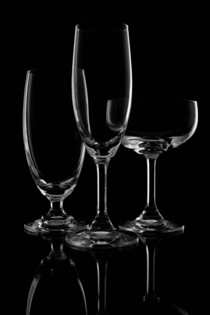 wine glass on black backgroundの写真素材