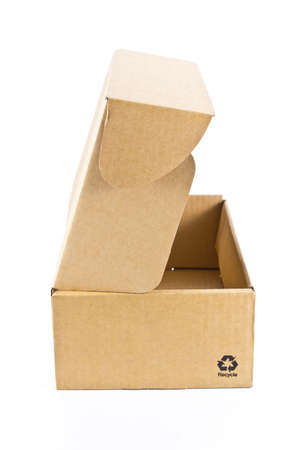 cardboard box on white backgroundの写真素材