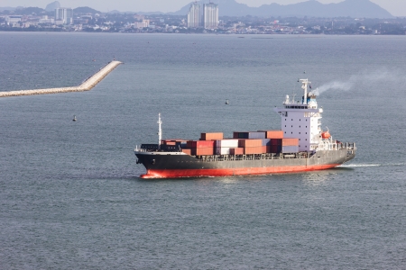 cargo ship sailing on the seaの写真素材