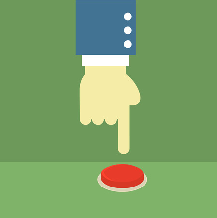 business man hand pushing red button,illustration,vectorのイラスト素材