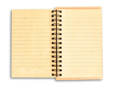 recycle brown paper notebook isolated on white background with clipping pathの写真素材
