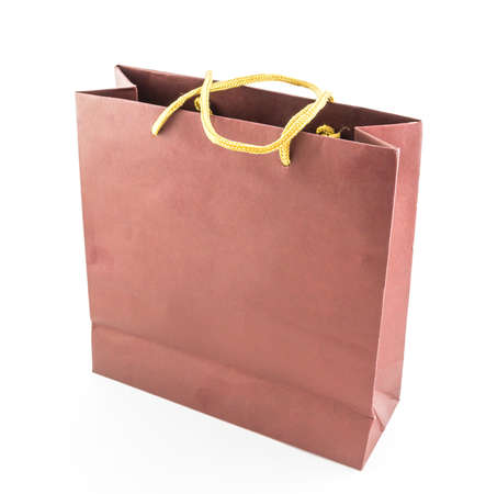 brown paper bag isolated on white backgroundの写真素材