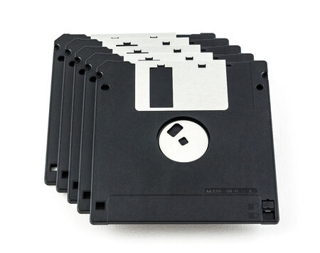 black diskette isolated on white backgroundの写真素材