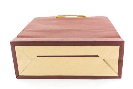 brown paper bag isolated on white backgroundの写真素材