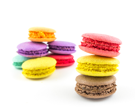 macaroons isolated on white backgroundの写真素材