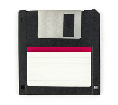 black diskette isolated on white backgroundの写真素材