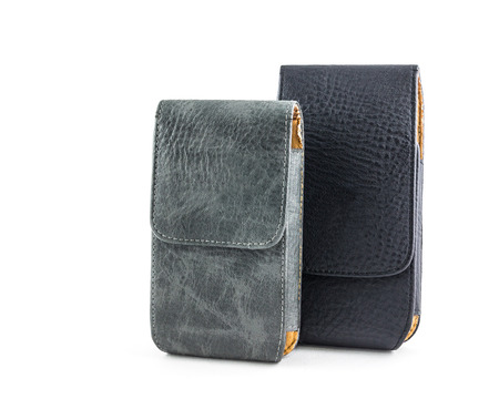 smart phone leather case isolated on white backgroundの写真素材