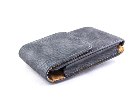 smart phone leather case isolated on white backgroundの写真素材