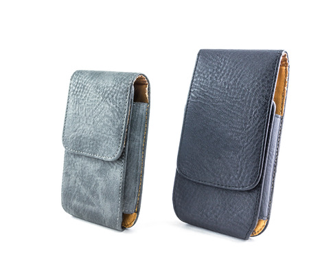 smart phone leather case isolated on white backgroundの写真素材