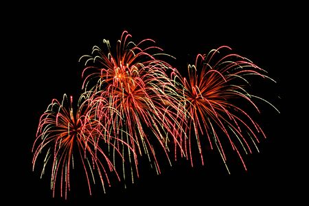 fireworks on black sky backgroundの写真素材