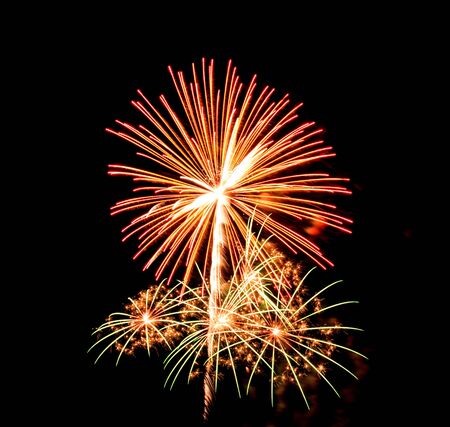 fireworks on black sky backgroundの写真素材