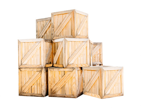 wood box isolated with clipping pathの写真素材