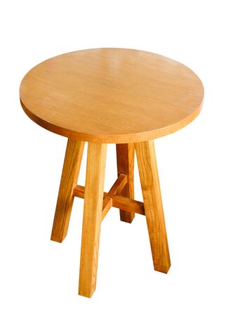 circle wood table isolated の写真素材