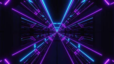 futuristic multi color scifi tunnel 3d renderの写真素材