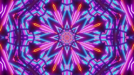 blue red scifi kalaidoscope star with glowing patternの写真素材