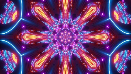 multi color scifi kalaidoscope with glowing patternの写真素材