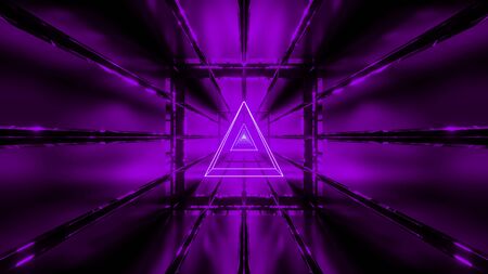 purple wireframe with tunnel background wallpaper 3d renderの写真素材