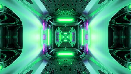 futuristice scifi alien tunnel wallpaper 3d renderingの写真素材