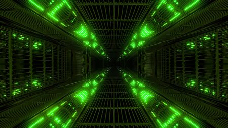 high glowing reflective abstact galaxy space tunnel background 3d renderingの写真素材