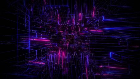 blue pink wireframe visual design background 3d rendering