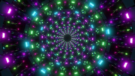 round shaped lights with nice glow design work background 3d illustrationの写真素材