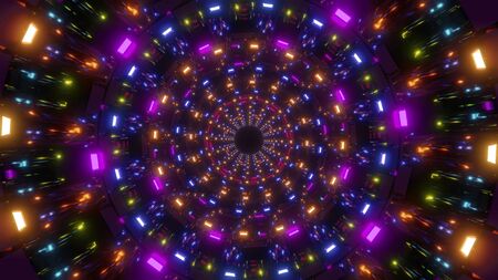 round shaped lights with nice glow design work background 3d illustrationの写真素材