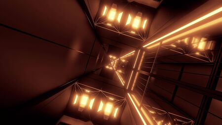rotating space tunnel corridor background 3d illustration