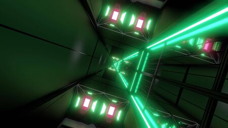 rotating space tunnel corridor background 3d illustrationの写真素材