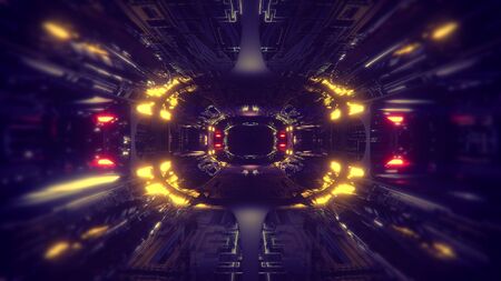 futuristic science-fiction tunnel corridor 3d illustration background wallpaper