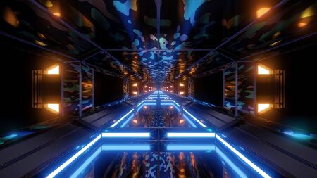 camouflage army space tunnel background wallpaper 3d rendering