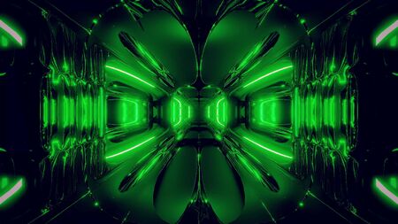 alien ship corridor tunnel wallpaper 3d rendering 3d illustrationの写真素材