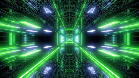 textured scifi glitter tunnel corridor wallpaper background 3d illustrationの写真素材