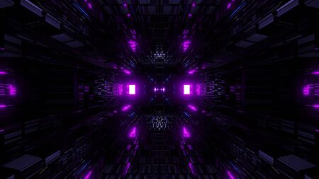 textured scifi glitter tunnel corridor wallpaper background 3d illustrationの写真素材