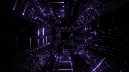 purple wireframe design with nice reflection 3d rendering background wallpaper