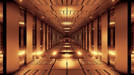 golden tunnel corridor 3d rendering illustration background wallpaperの写真素材