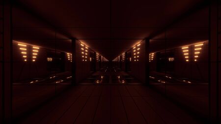 golden stylish dark sci-fi tunnel qith nice glow 3d illustration background wallpaper