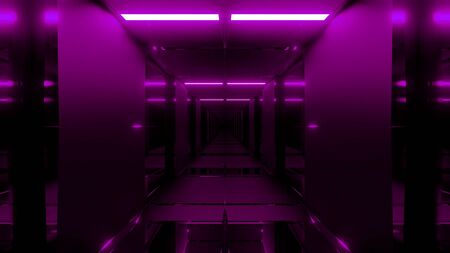 clean futuristic cool ci-fi tunnel 3d illustration background wallpaperの写真素材